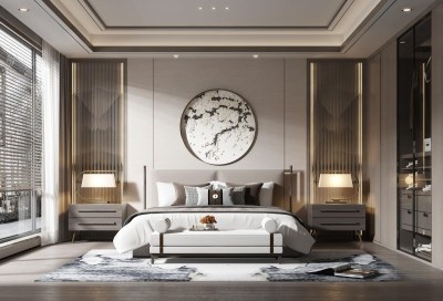 新中式卧室3D模型下载